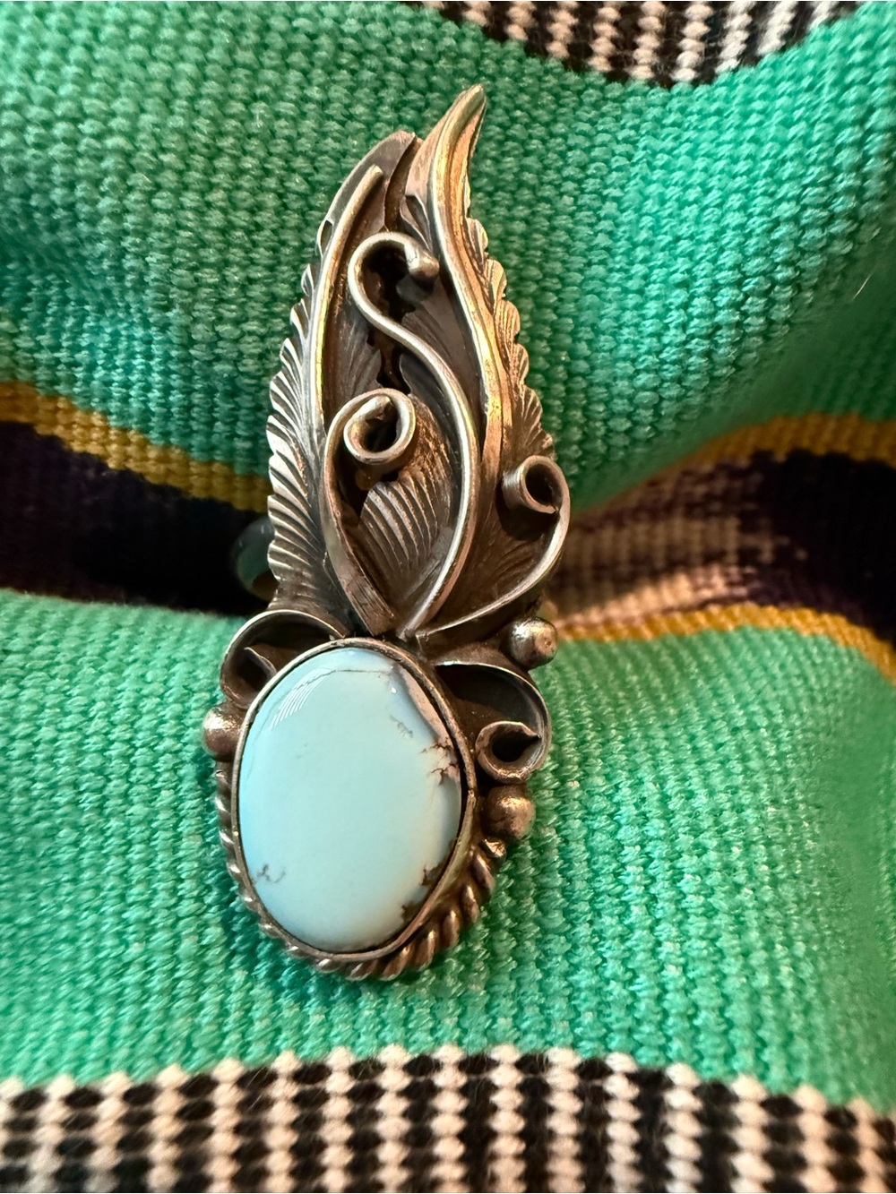 Navajo jimmy lee golden hills stone  Feather Ring - Women's Jewelry